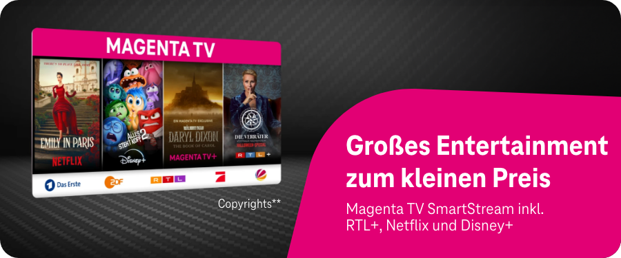 Großes Entertainment zum kleinen Preis | MagentaTV SmartStream inkl. RTL+, Netflix und Disney+